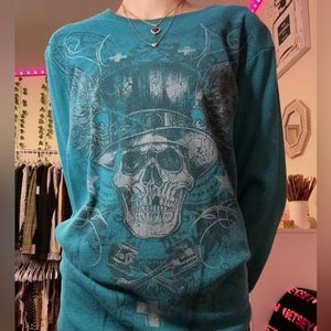 Grunge y2k teal long sleeve